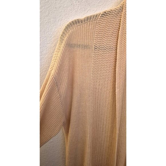 Lauren Ralph Lauren Tan 100% Linen Bell Sleeve Open Front Cardigan Size M GUC - Picture 4 of 8